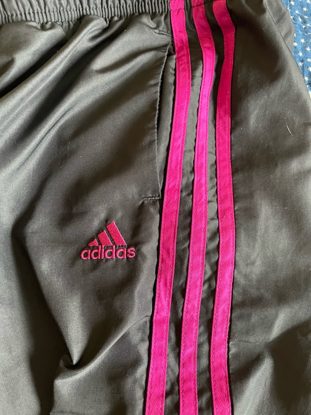 Adidas Black Track Pants with Pink Stripes - Picture 2 of 4